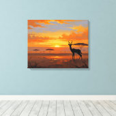 Sunset Majesty in the Savannah – Abstract Gazelle  Canvas Afdruk (Insitu (Houten vloer))