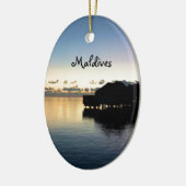 Sunset Maldives Beach House Boat Oval Keramisch Ornament (Links)