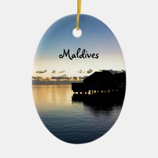 Sunset Maldives Beach House Boat Oval Keramisch Ornament (Voorkant)
