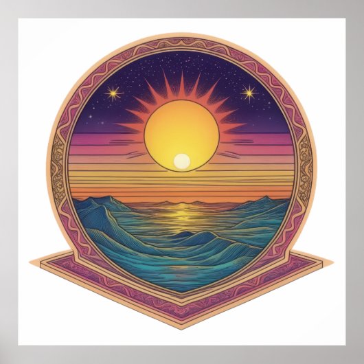 Sunset Mandala Horizon Poster (Voorkant)