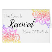 Sunset Mandala Reserved Seat Wedding Sign (Voorkant Horizontaal)