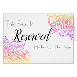 Sunset Mandala Reserved Seat Wedding Sign