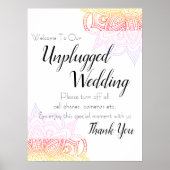 Sunset Mandala Unplugged Wedding Sign Poster (Voorkant)