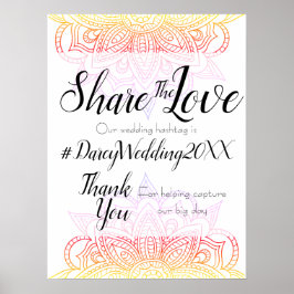 Sunset Mandala Wedding Hashtag Poster