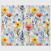 Sunset Meadow Watercolor Wildflower Pattern Cadeaupapier (Vlak)