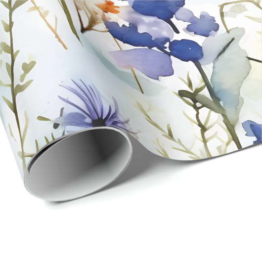 Sunset Meadow Watercolor Wildflower Pattern Cadeaupapier (Rol Hoek)