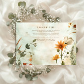 Sunset Meadow Wildflower Wedding Bedankkaart