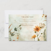 Sunset Meadow Wildflower Wedding Bedankkaart (Voorkant)
