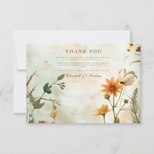 Sunset Meadow Wildflower Wedding Bedankkaart (Voorkant)