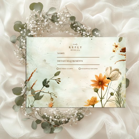 Sunset Meadow Wildflower Wedding RSVP Kaartje