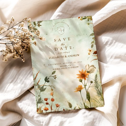 Sunset Meadow Wildflower Wedding Save The Date