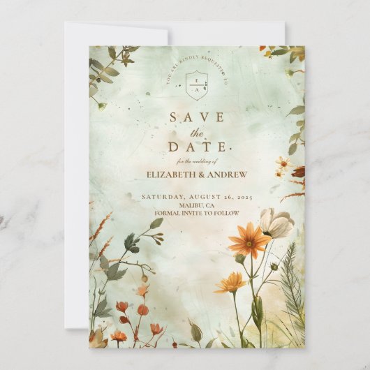 Sunset Meadow Wildflower Wedding Save The Date (Voorkant)