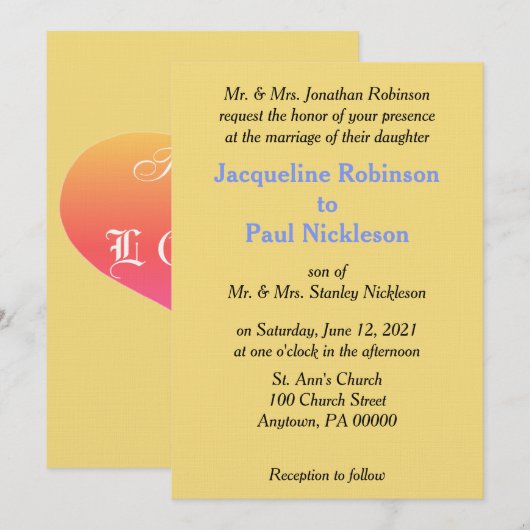 Sunset Mellow Yellow Blue Weddenschap Kaart (Voorkant / Achterkant)