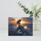 Sunset Mermaid Briefkaart (Staand voorkant)
