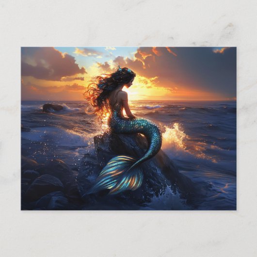 Sunset Mermaid Briefkaart (Voorkant)