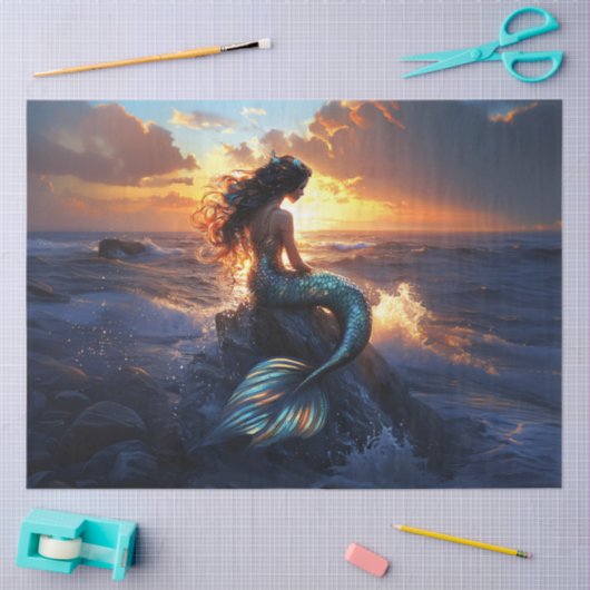 Sunset Mermaid Decoupage Tissuepapier (Craft)