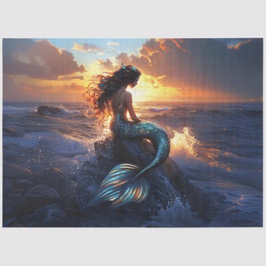 Sunset Mermaid Decoupage Tissuepapier (Voorkant)