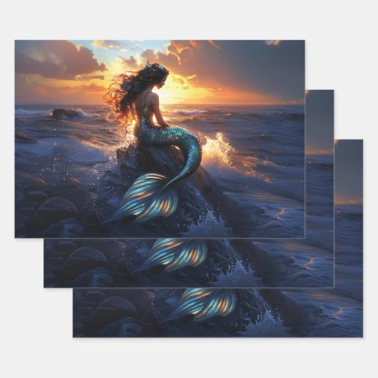 Sunset Mermaid Inpakpapier Vel (Set)