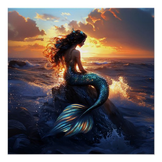 Sunset Mermaid Perfect Poster (Voorkant)