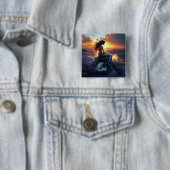 Sunset Mermaid Vierkante Button 5,1 Cm (In situ)