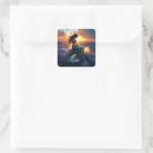 Sunset Mermaid Vierkante Sticker (Tas)