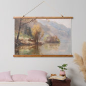 Sunset met Mountain en River Hangend Wandkleed (Slaapkamer)