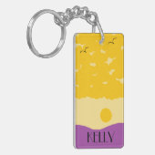 Sunset met Paarse heuvels Sleutelhanger (Voorkant Links)