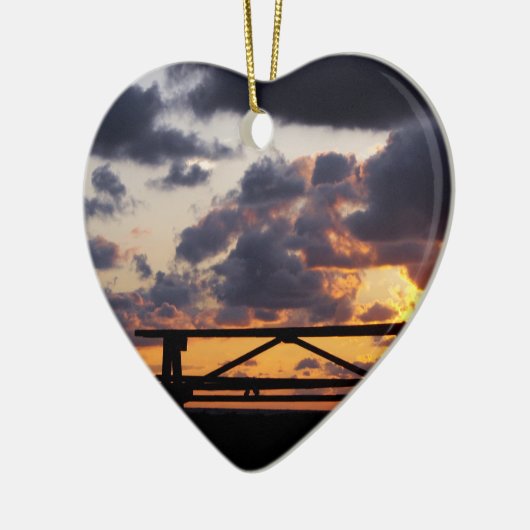 Sunset met Picnic Table Keramisch Ornament (Links)