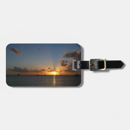 Sunset met Sailships Tropical Landscape Photo Bagagelabel (Voorkant horizontaal)