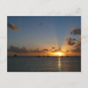 Sunset met Sailships Tropical Landscape Photo Briefkaart