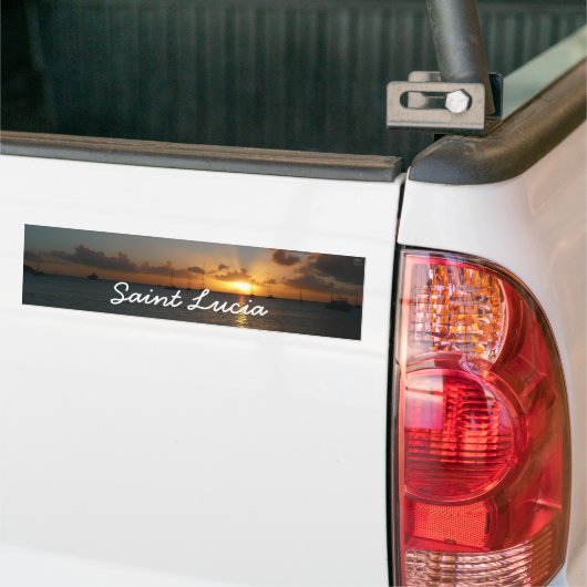 Sunset met Sailships Tropical Landscape Photo Bumpersticker (Op Truck)