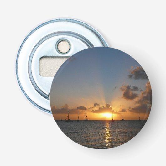 Sunset met Sailships Tropical Landscape Photo Button Flesopener (Voorkant)