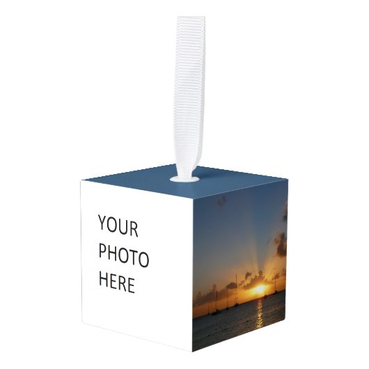 Sunset met Sailships Tropical Landscape Photo Decoratie (Voorkant hoekig)