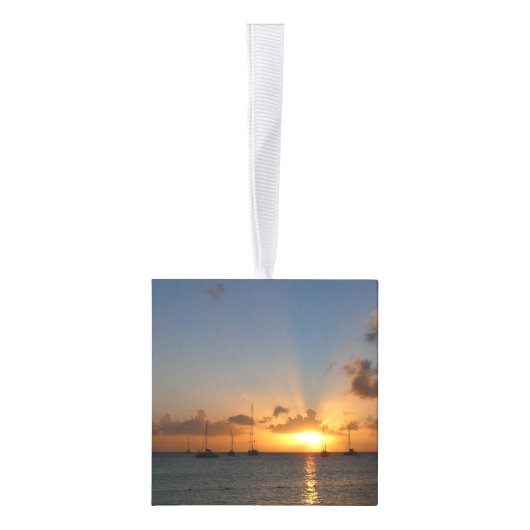 Sunset met Sailships Tropical Landscape Photo Decoratie (Rechts)