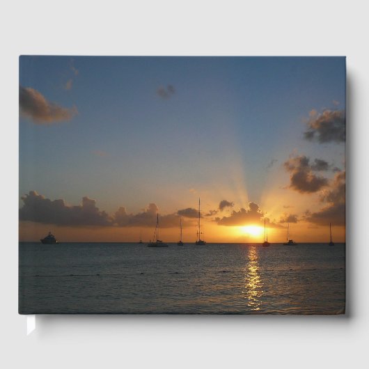 Sunset met Sailships Tropical Landscape Photo Gastenboek (Voorkant)