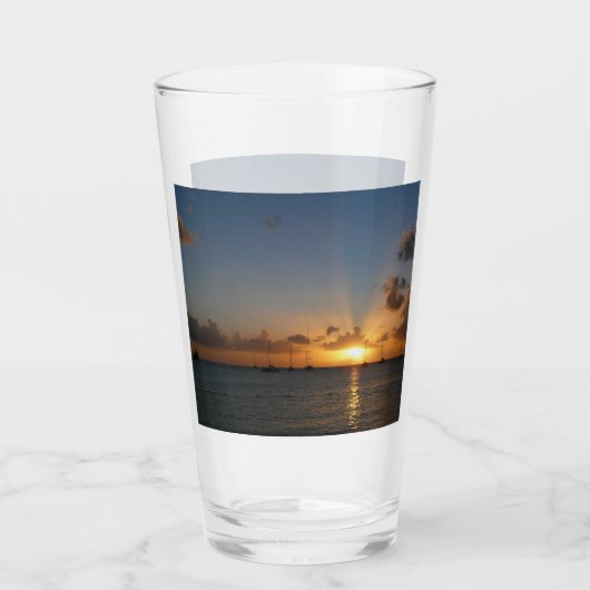 Sunset met Sailships Tropical Landscape Photo Glas (Achterkant)