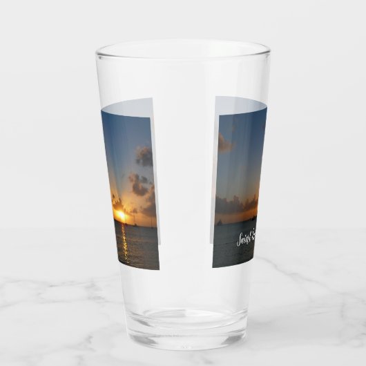 Sunset met Sailships Tropical Landscape Photo Glas (Rechts)