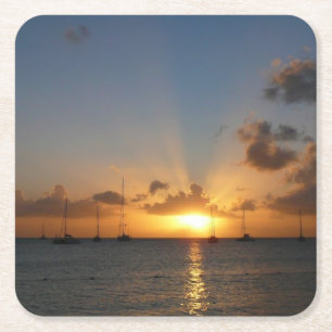 Sunset met Sailships Tropical Landscape Photo Kartonnen Onderzetters