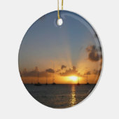 Sunset met Sailships Tropical Landscape Photo Keramisch Ornament (Links)