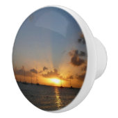 Sunset met Sailships Tropical Landscape Photo Keramische Knop (Rechts)