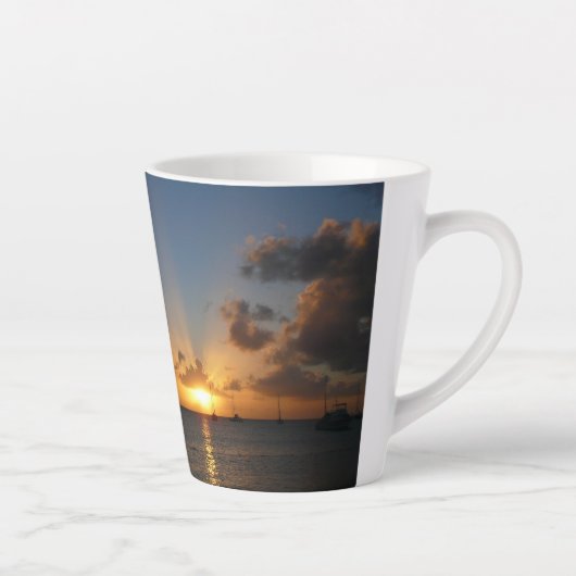 Sunset met Sailships Tropical Landscape Photo Latte Mok (Rechts)