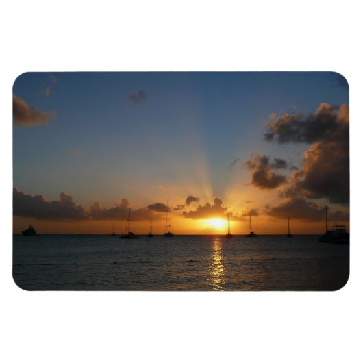 Sunset met Sailships Tropical Landscape Photo Magneet (Horizontaal)