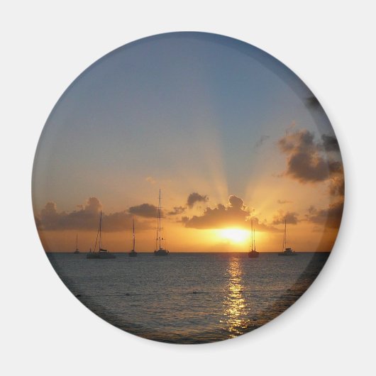 Sunset met Sailships Tropical Landscape Photo Magneet (Voorkant)