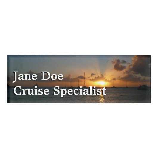 Sunset met Sailships Tropical Landscape Photo Naambadge (Voorkant)