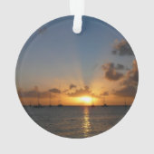 Sunset met Sailships Tropical Landscape Photo Ornament (achterkant)