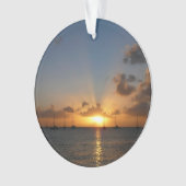 Sunset met Sailships Tropical Landscape Photo Ornament (voorkant)
