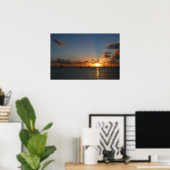 Sunset met Sailships Tropical Landscape Photo Poster (Thuiskantoor)