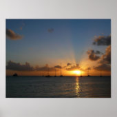 Sunset met Sailships Tropical Landscape Photo Poster (Voorkant)