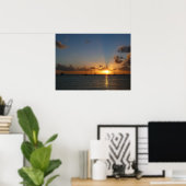 Sunset met Sailships Tropical Landscape Photo Poster (Thuiskantoor)