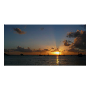 Sunset met Sailships Tropical Landscape Photo Poster